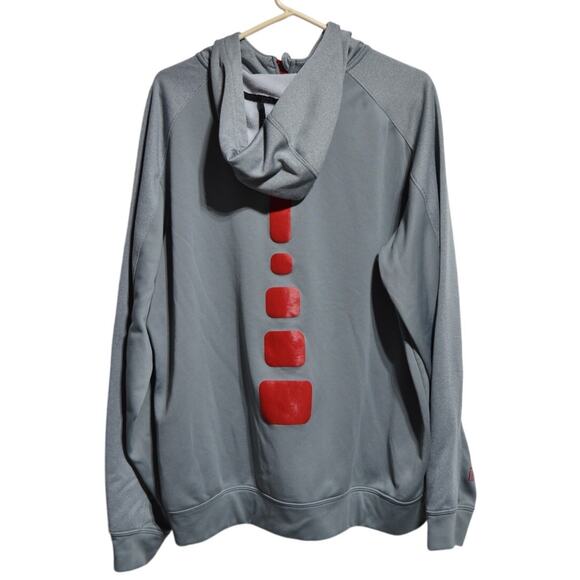 Nike Elite Men's Therma-Fit Full Zip Hooded Sweatshirt Gray & Red Size XL - Picture 2 of 9